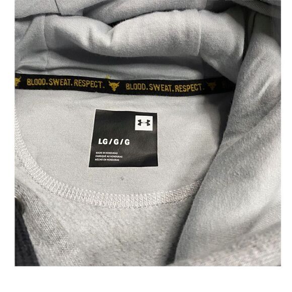 UNDER ARMOUR Project Rock Warm-Up Hoodie 1346067-011 Gray Black size L New (b) - Picture 6 of 13